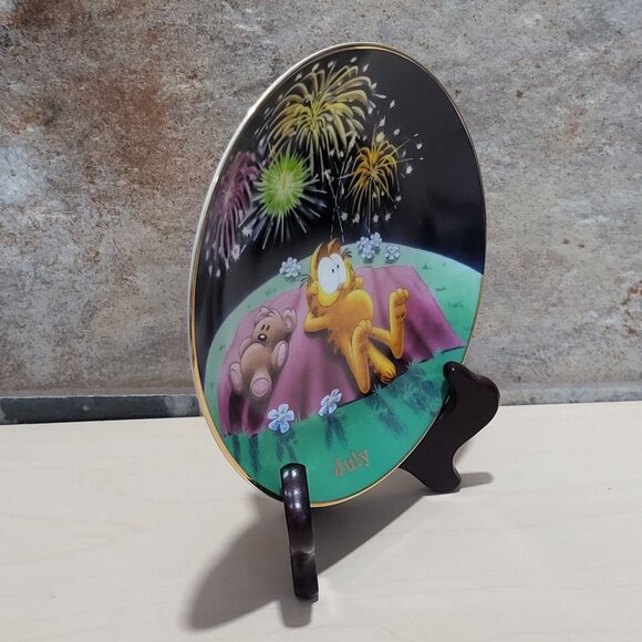 Garfield Calendar July Plate Jim Davis Plate No A 1444 Danbury Mint - Picture 11 of 14